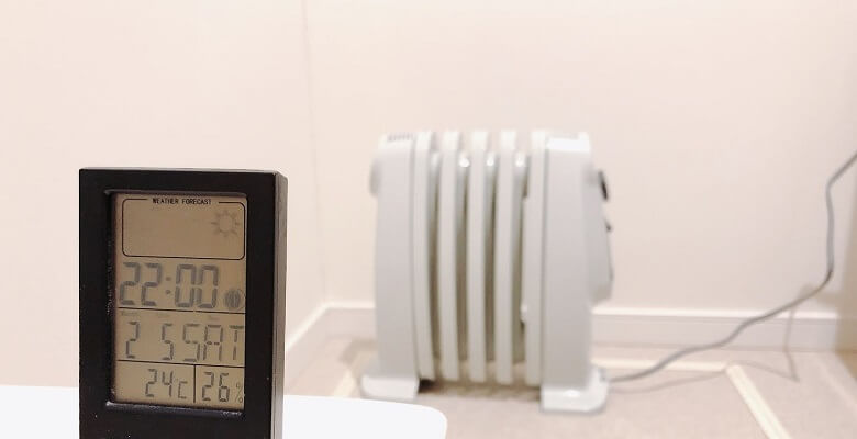 脱衣所で温度上昇実験3時間後の室温
